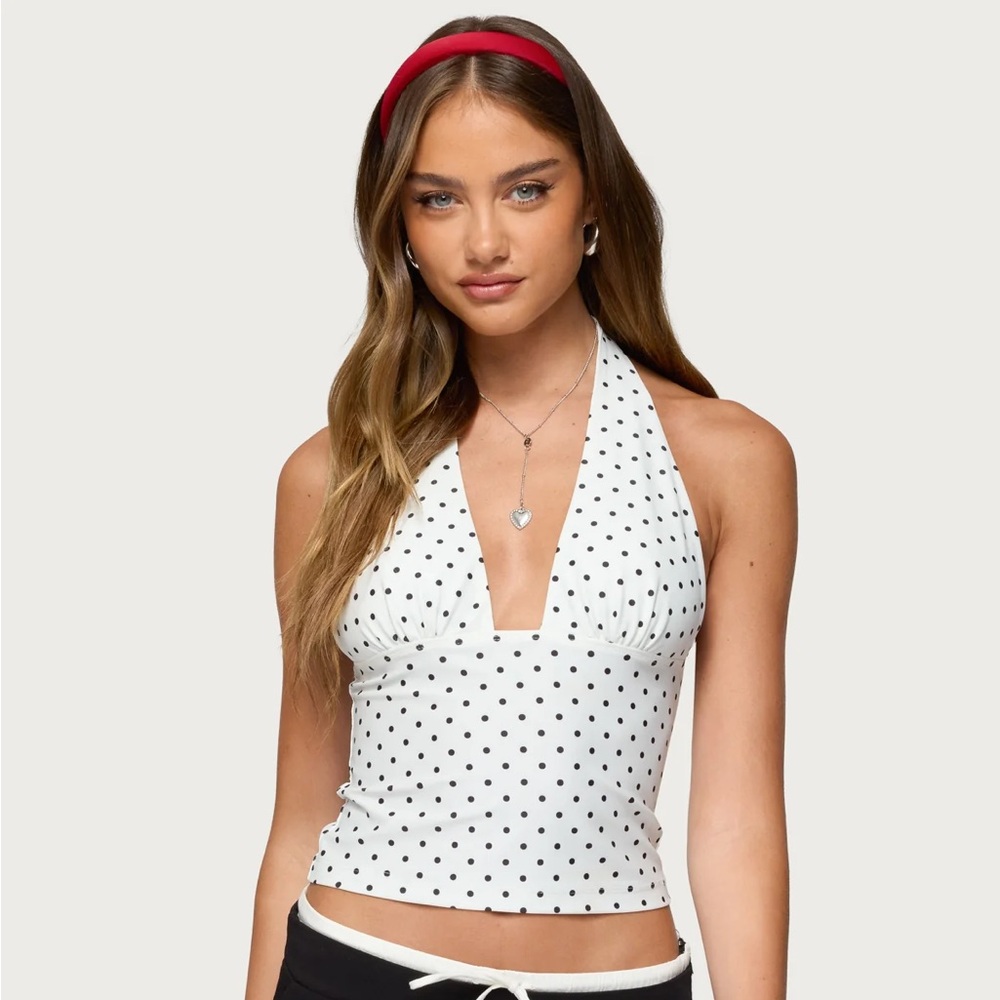 Edikted Blaire Polka Dot Halter Top (similar to Madison Beer)